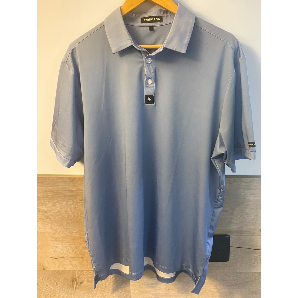 Byrdgang Polo Shirt Performance Stretch Light Blue Mens Large NWOT